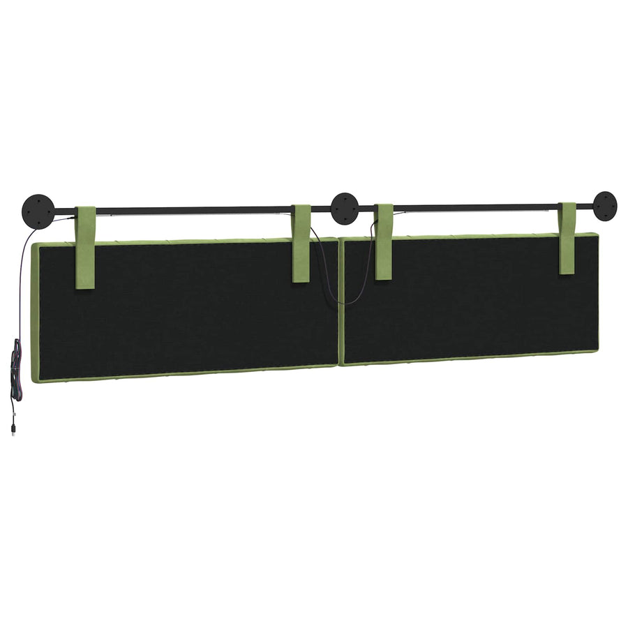 Hangend hoofdbord Met LED-verlichting Lichtgroen Fluweel
