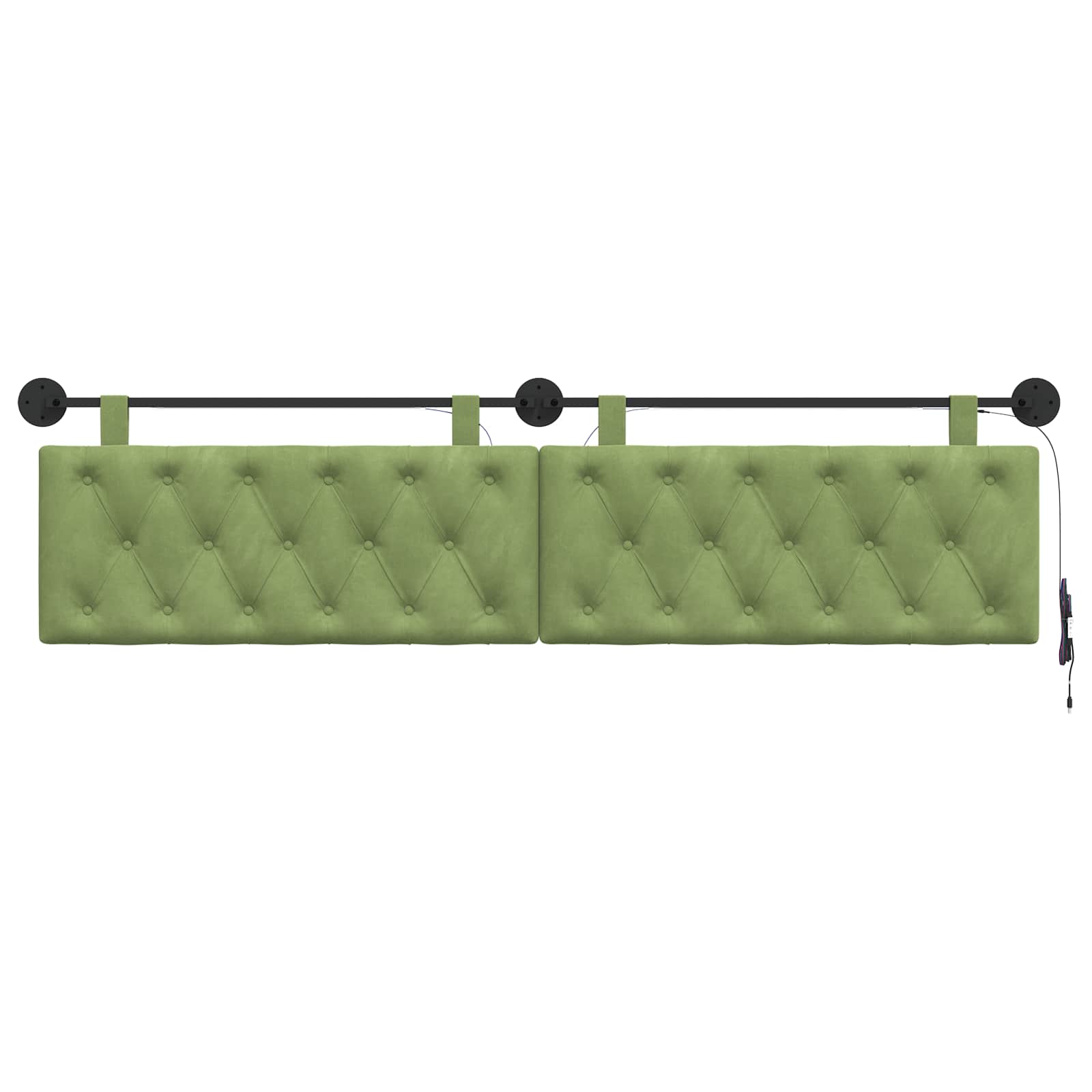 Hangend hoofdbord Met LED-verlichting Lichtgroen Fluweel