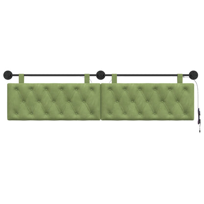 Hangend hoofdbord Met LED-verlichting Lichtgroen Fluweel