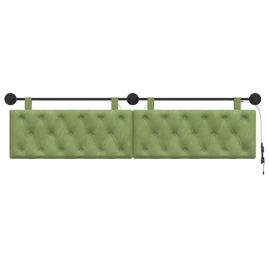 Hangend hoofdbord Met LED-verlichting Lichtgroen Fluweel