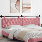 Hanging Headboard With LED Lighting Pink Velvet