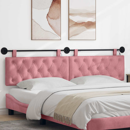 Hangend hoofdbord Met LED-verlichting Roze Fluweel