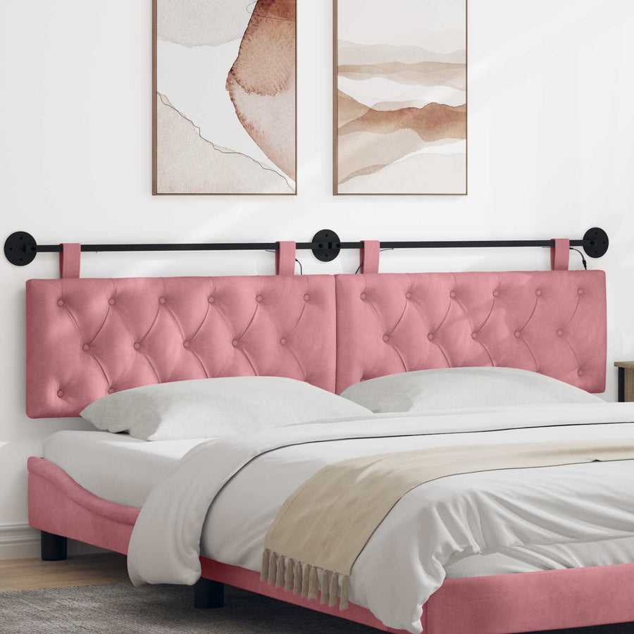 Hangend hoofdbord Met LED-verlichting Roze Fluweel