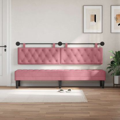 Hangend hoofdbord Met LED-verlichting Roze Fluweel