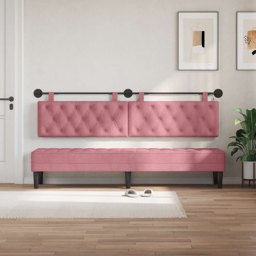 Hangend hoofdbord Met LED-verlichting Roze Fluweel