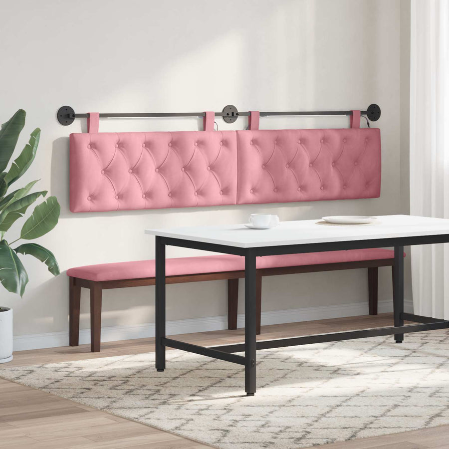 Hangend hoofdbord Met LED-verlichting Roze Fluweel