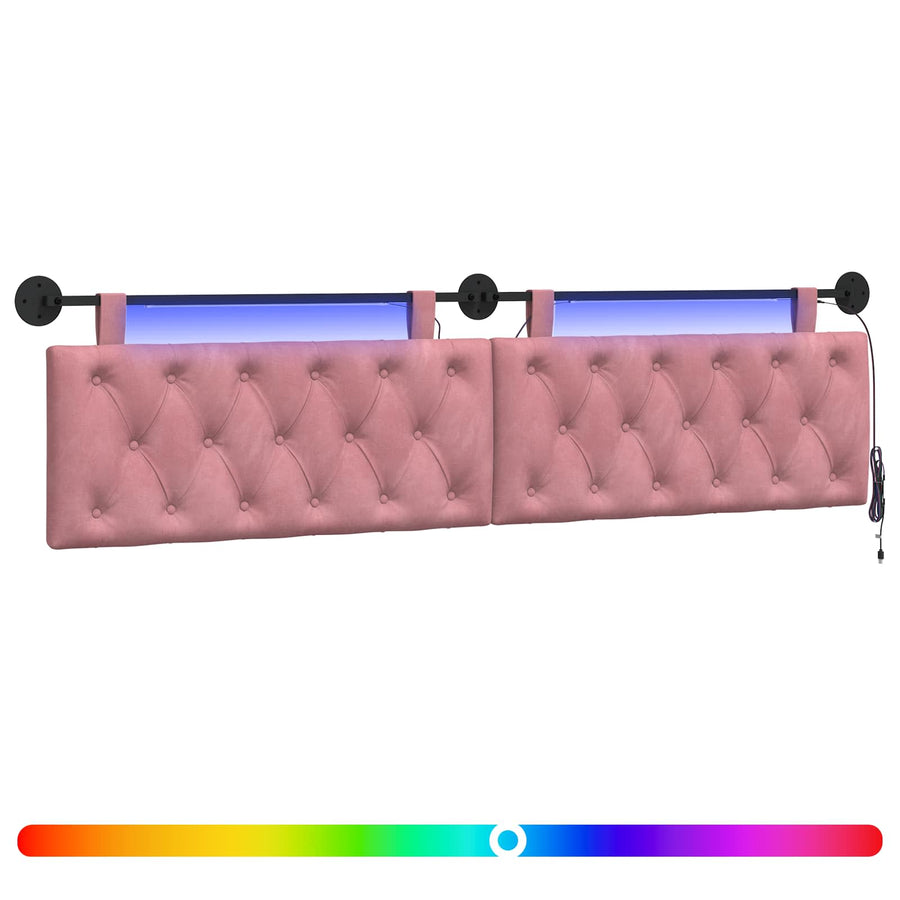 Hangend hoofdbord Met LED-verlichting Roze Fluweel