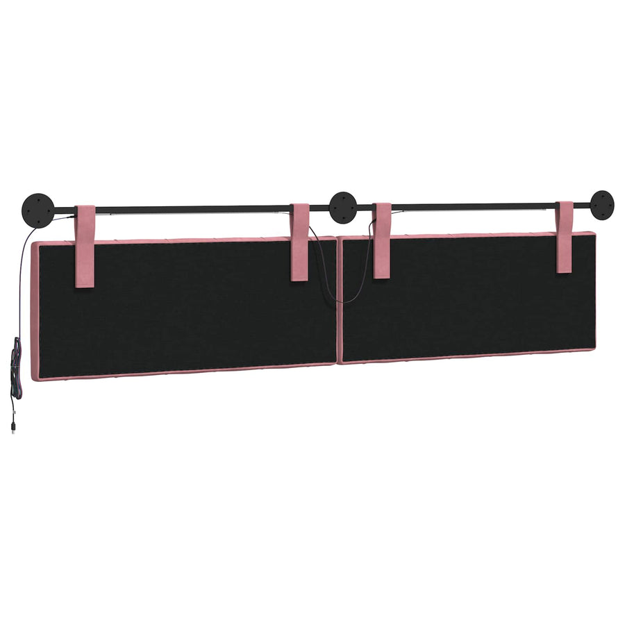 Hangend hoofdbord Met LED-verlichting Roze Fluweel