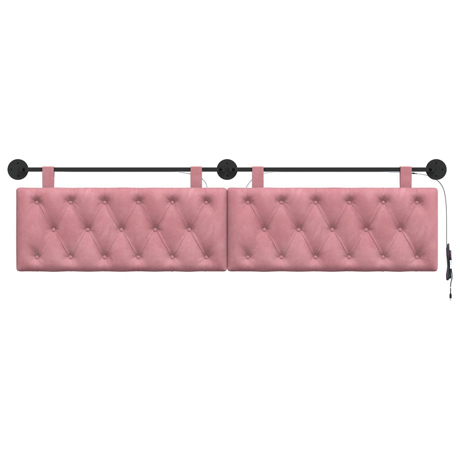 Hangend hoofdbord Met LED-verlichting Roze Fluweel