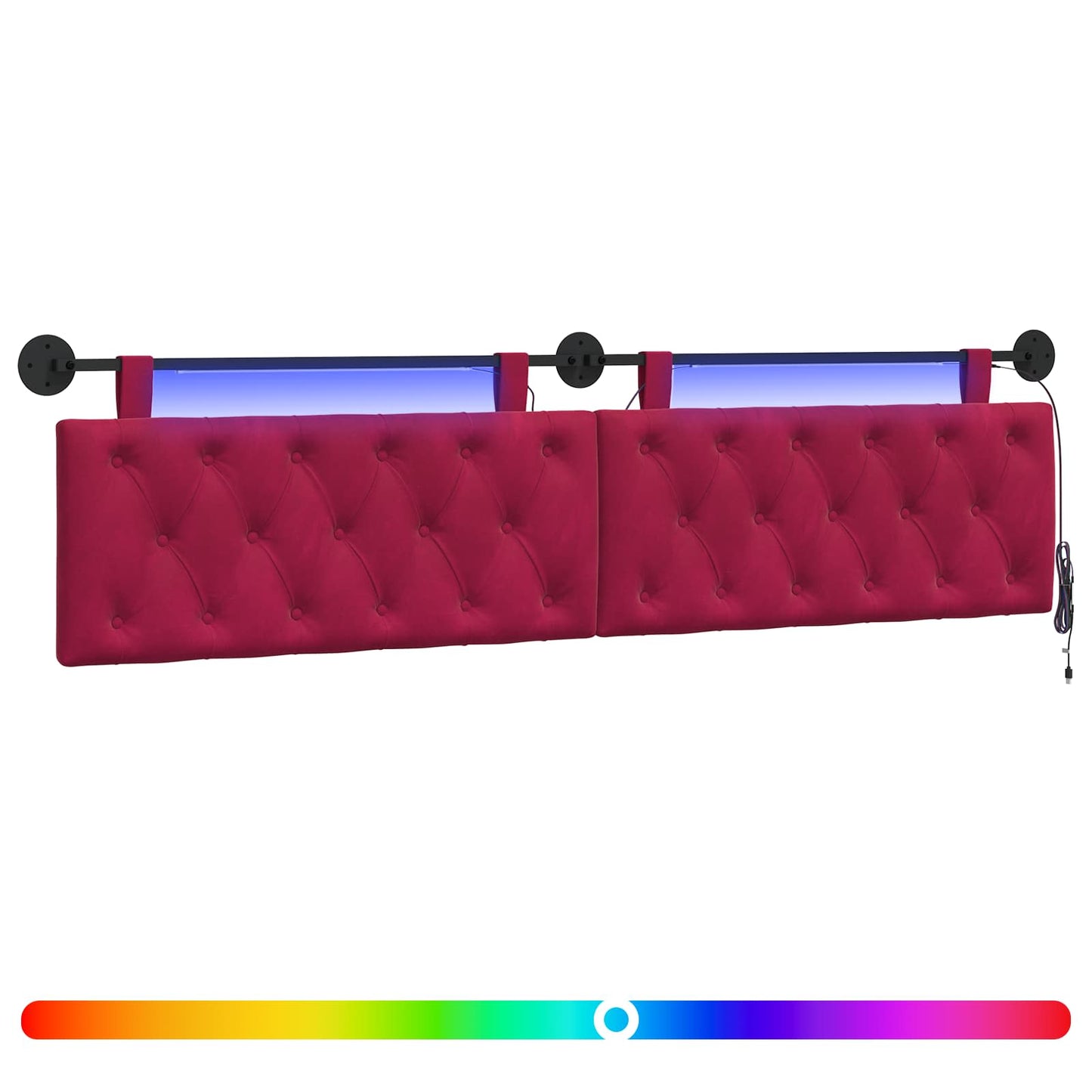 Hangend hoofdbord Met LED-verlichting Wijnrood Fluweel