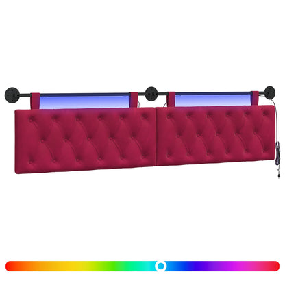 Hangend hoofdbord Met LED-verlichting Wijnrood Fluweel