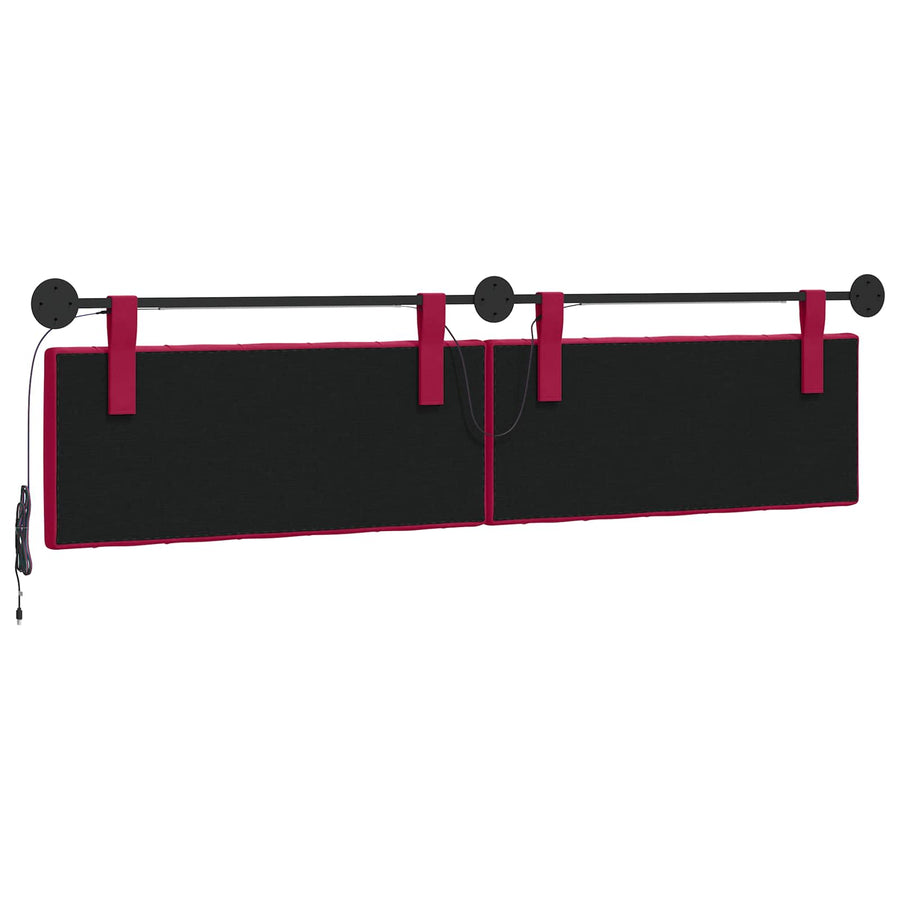 Hangend hoofdbord Met LED-verlichting Wijnrood Fluweel