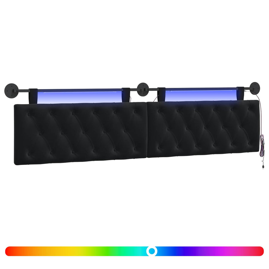 Hangend hoofdbord Met LED-verlichting Zwart Fluweel