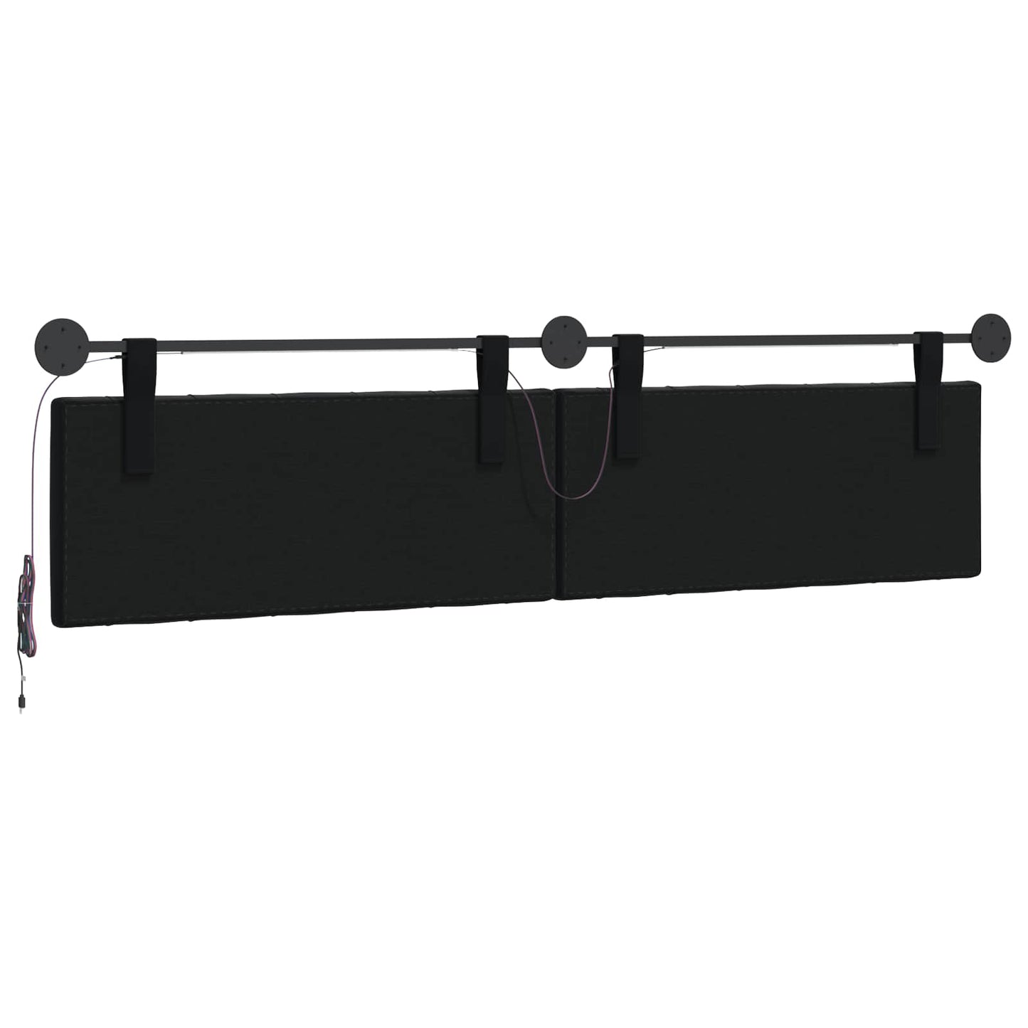 Hangend hoofdbord Met LED-verlichting Zwart Fluweel