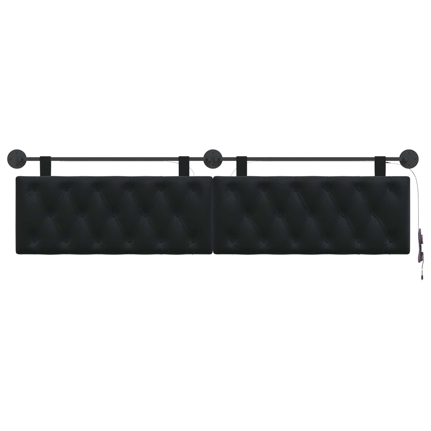 Hangend hoofdbord Met LED-verlichting Zwart Fluweel