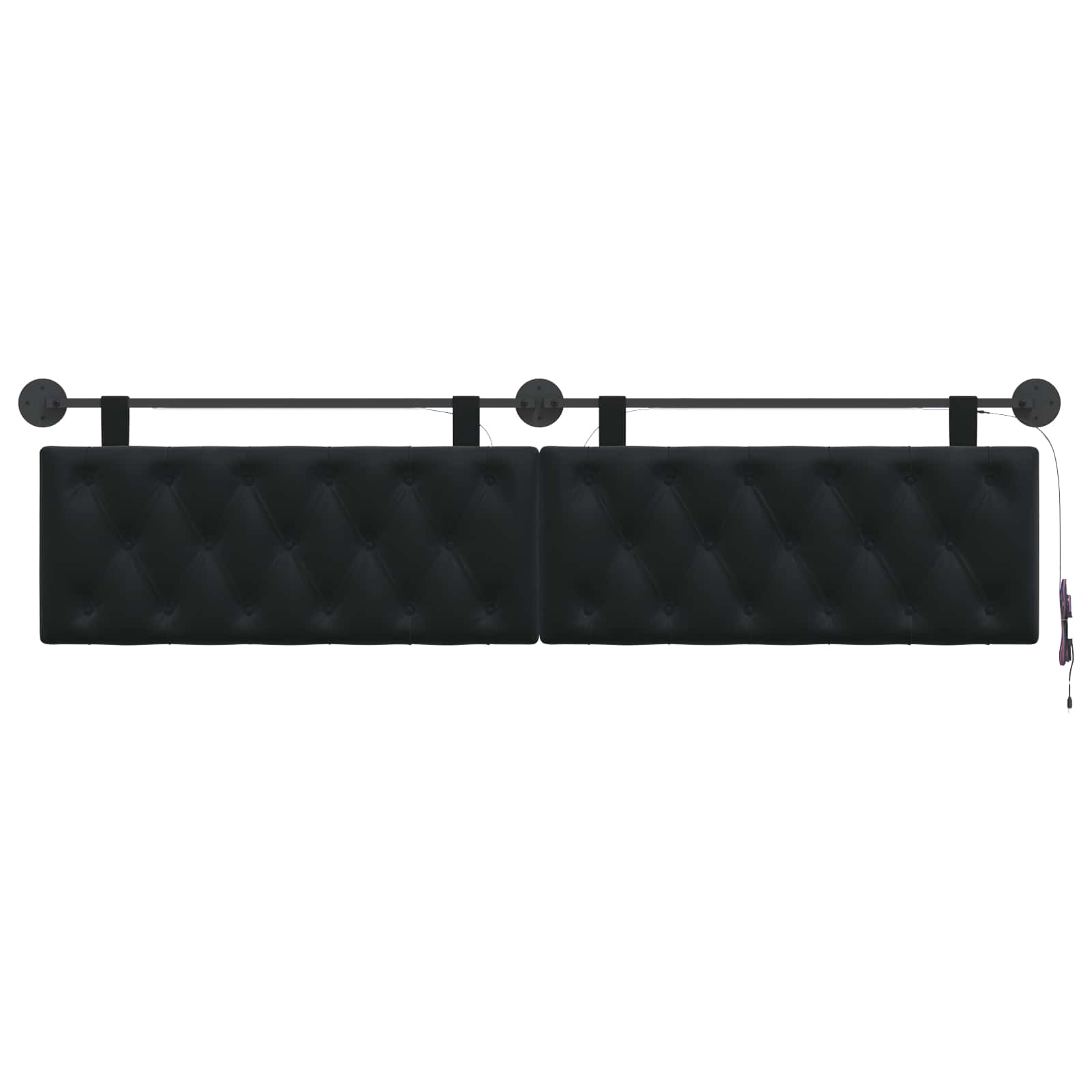Hangend hoofdbord Met LED-verlichting Zwart Fluweel