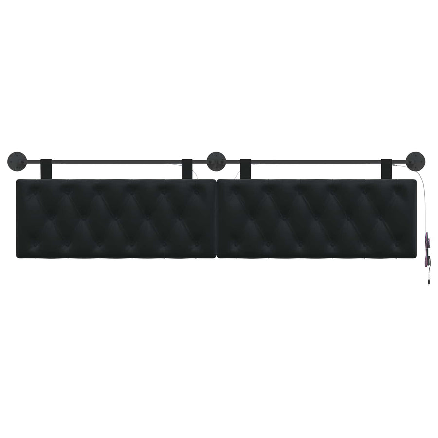 Hangend hoofdbord Met LED-verlichting Zwart Fluweel