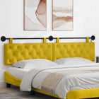 Wall-Mounted Headboard With LED Lighting Yellow Velvet