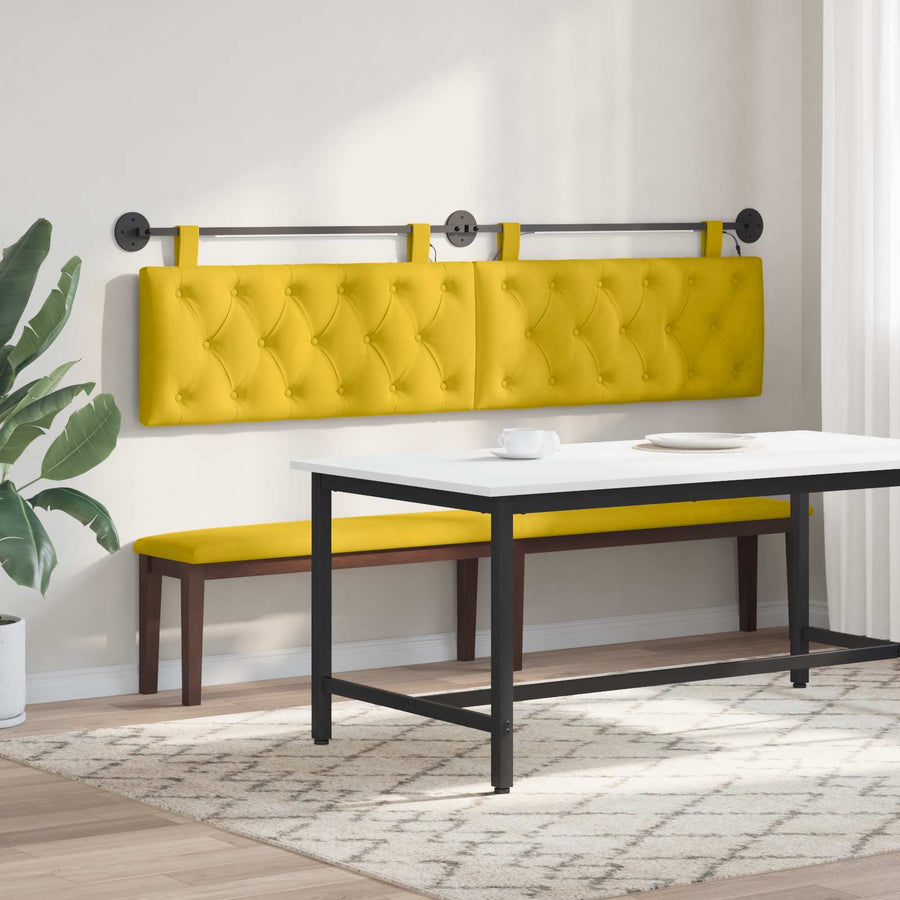 Hangend hoofdbord Met LED-verlichting Geel Fluweel