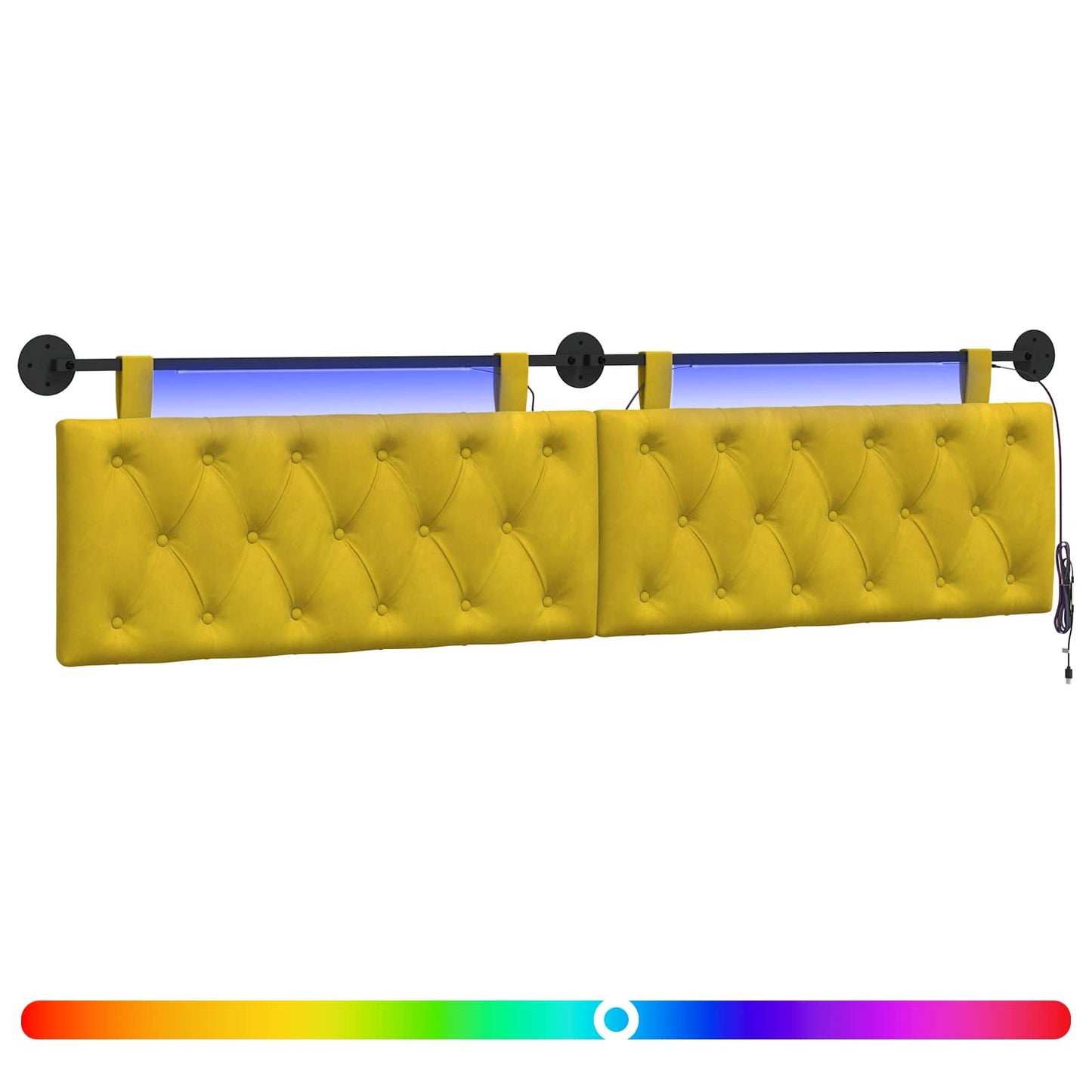 Hangend hoofdbord Met LED-verlichting Geel Fluweel
