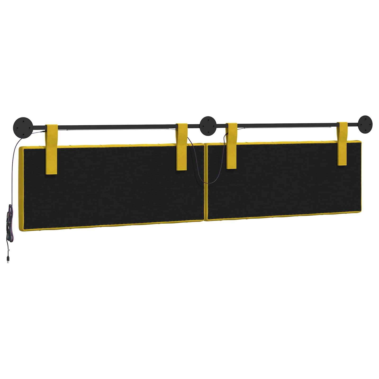 Hangend hoofdbord Met LED-verlichting Geel Fluweel