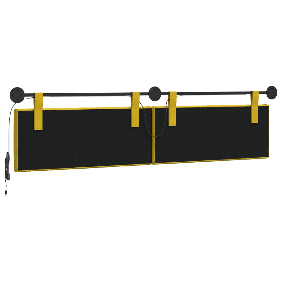 Hangend hoofdbord Met LED-verlichting Geel Fluweel