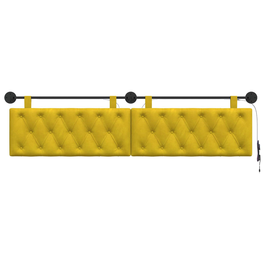 Hangend hoofdbord Met LED-verlichting Geel Fluweel