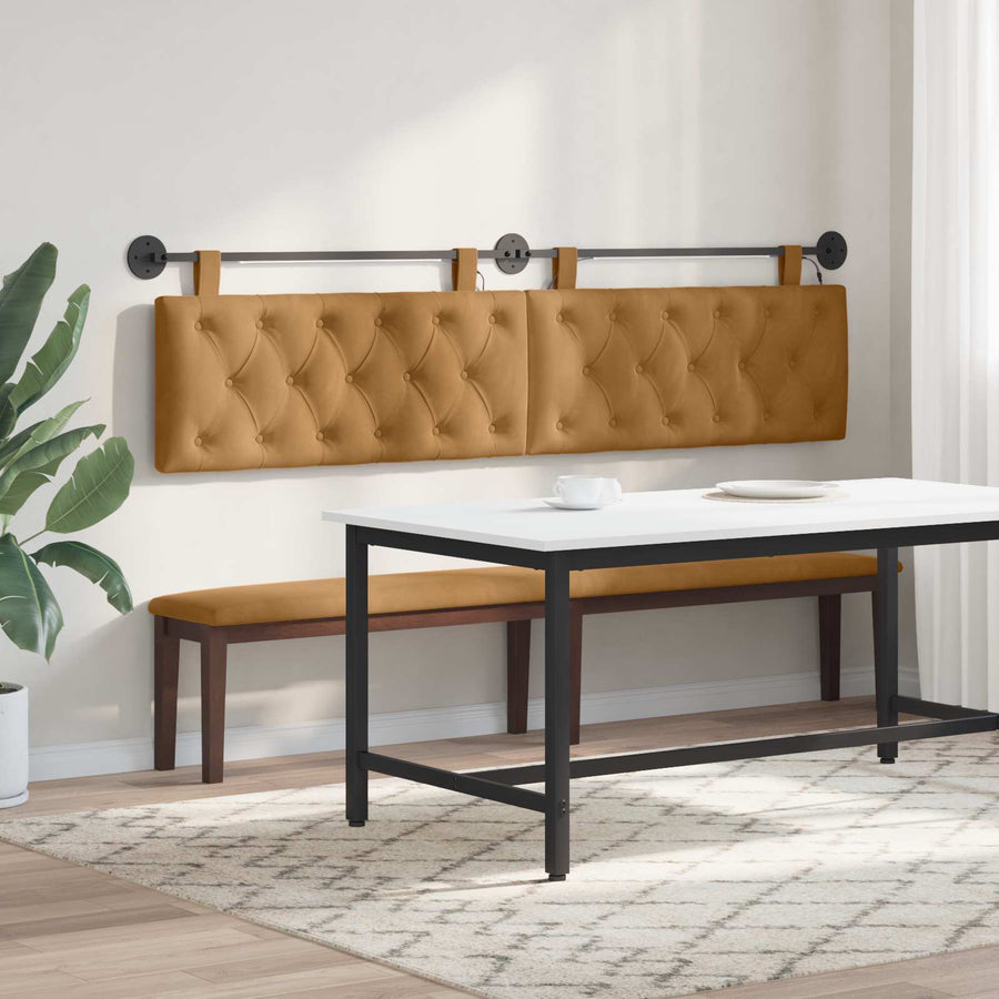 Hangend hoofdbord Met LED-verlichting Bruin Fluweel
