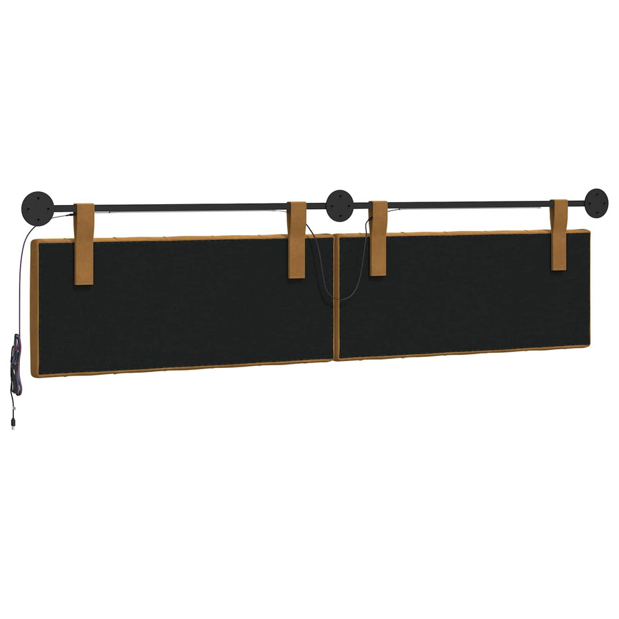 Hangend hoofdbord Met LED-verlichting Bruin Fluweel