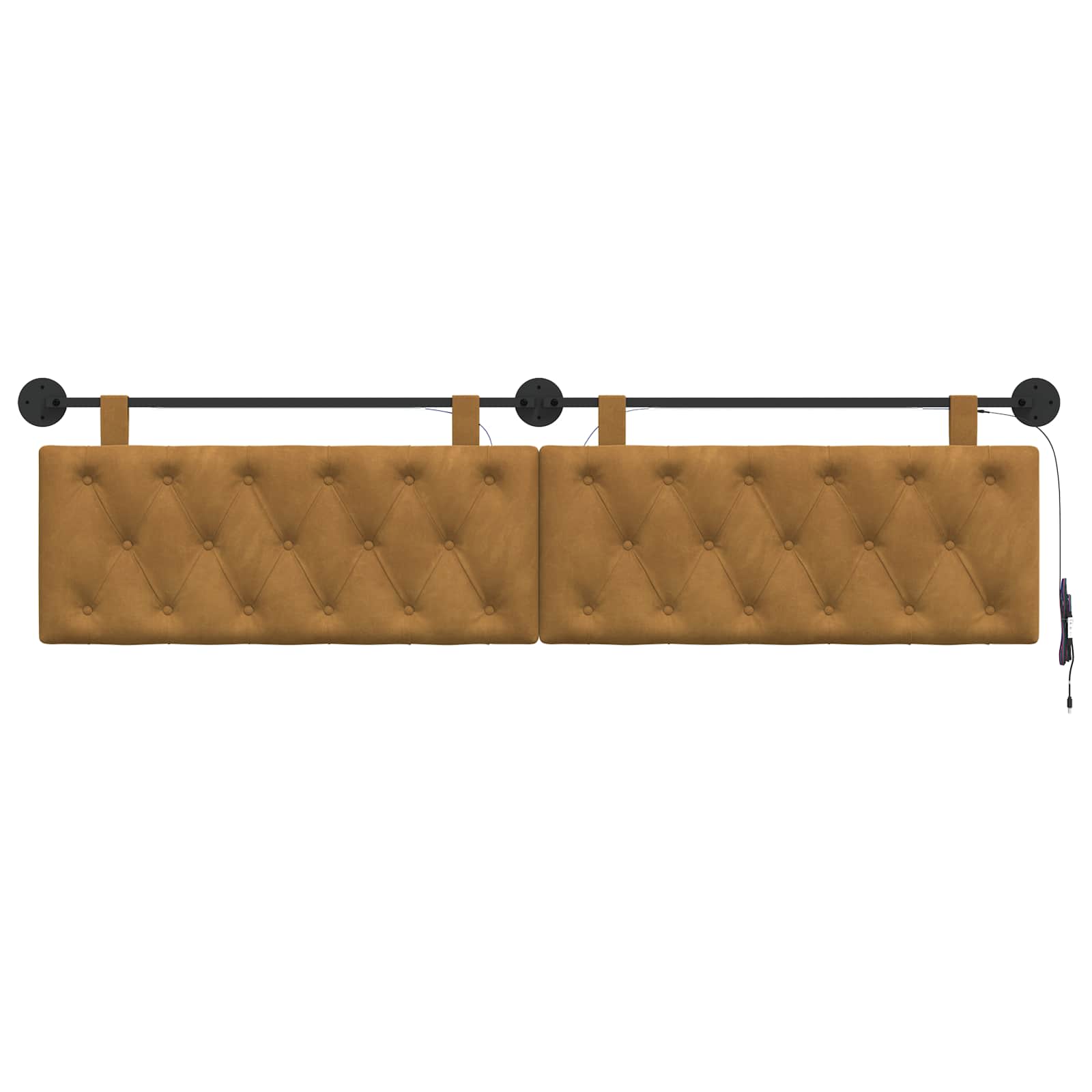 Hangend hoofdbord Met LED-verlichting Bruin Fluweel