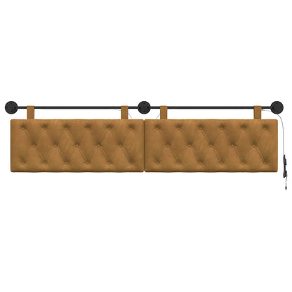 Hangend hoofdbord Met LED-verlichting Bruin Fluweel