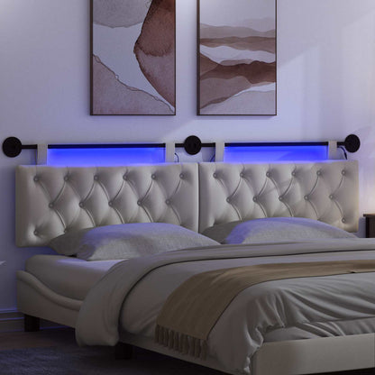 Hangend hoofdbord Met LED-verlichting Crèmekleurig Fluweel