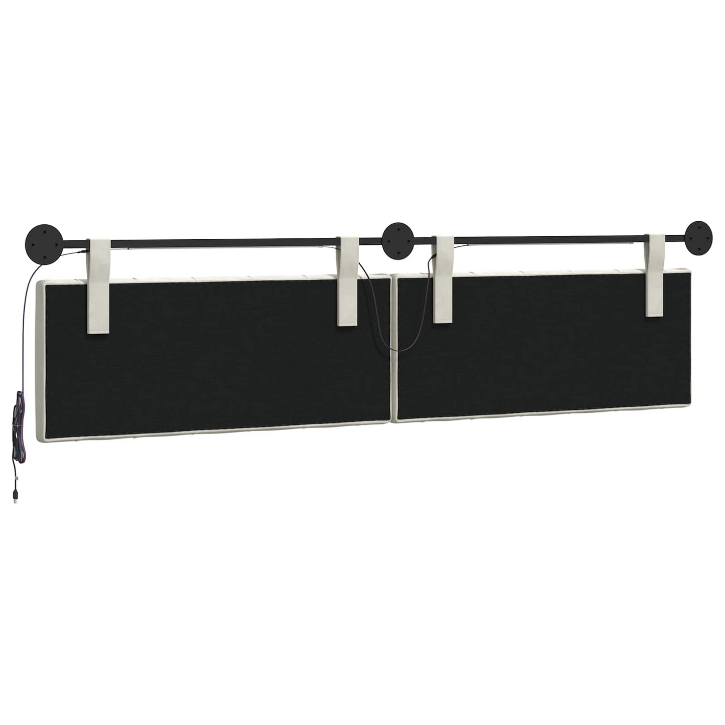 Hangend hoofdbord Met LED-verlichting Crèmekleurig Fluweel