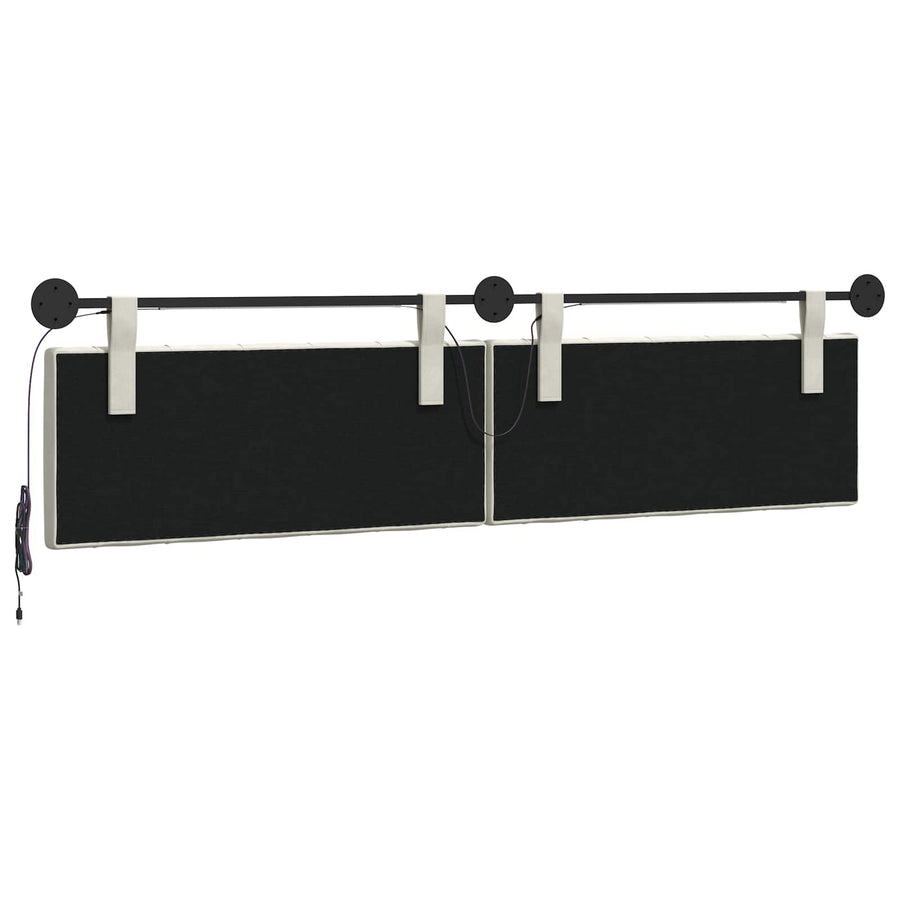Hangend hoofdbord Met LED-verlichting Crèmekleurig Fluweel