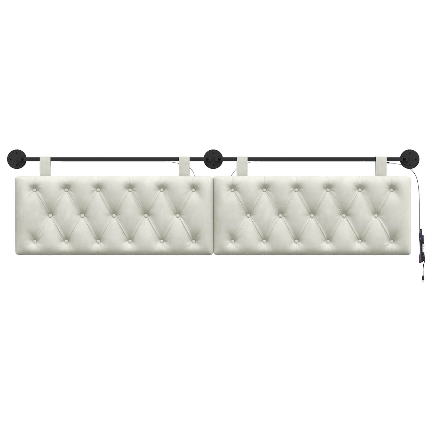 Hangend hoofdbord Met LED-verlichting Crèmekleurig Fluweel