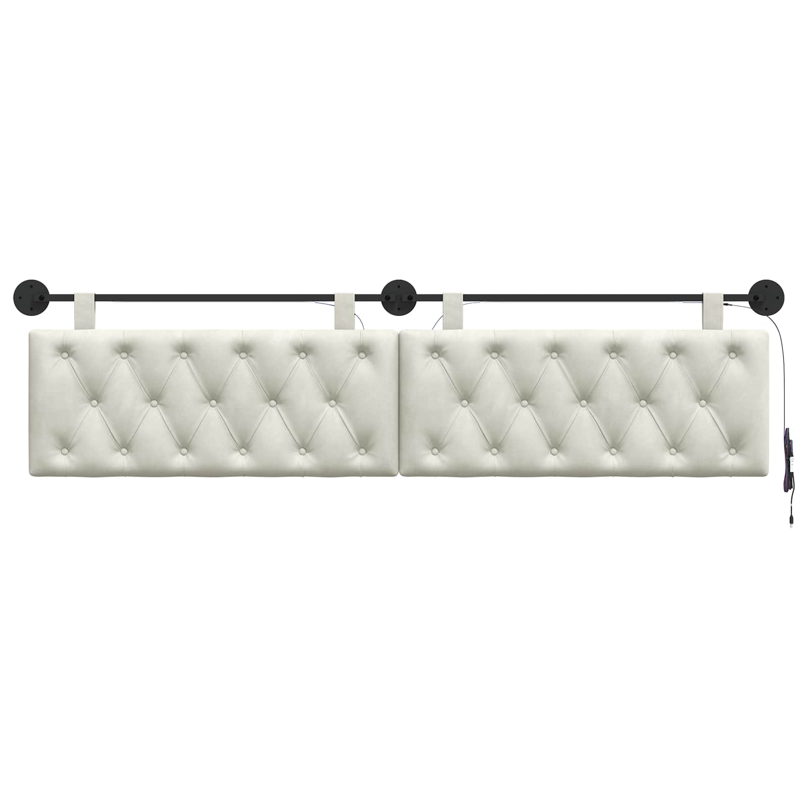 Hangend hoofdbord Met LED-verlichting Crèmekleurig Fluweel