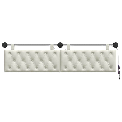 Hangend hoofdbord Met LED-verlichting Crèmekleurig Fluweel