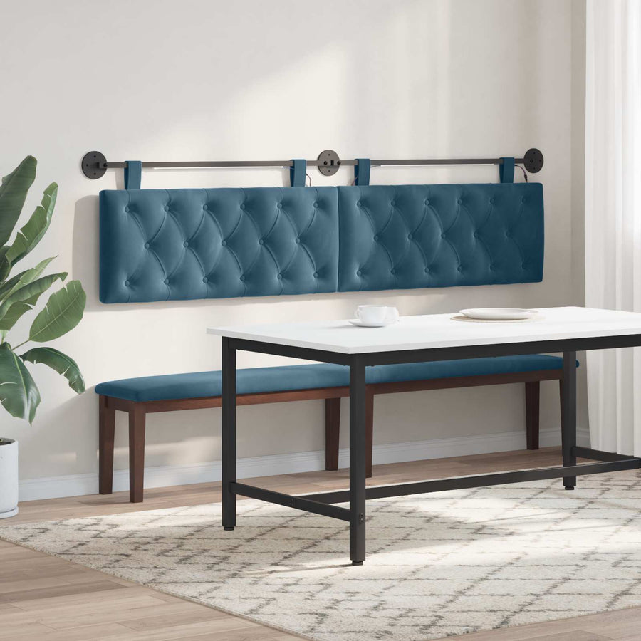 Hangend hoofdbord Met LED-verlichting Blauw Fluweel