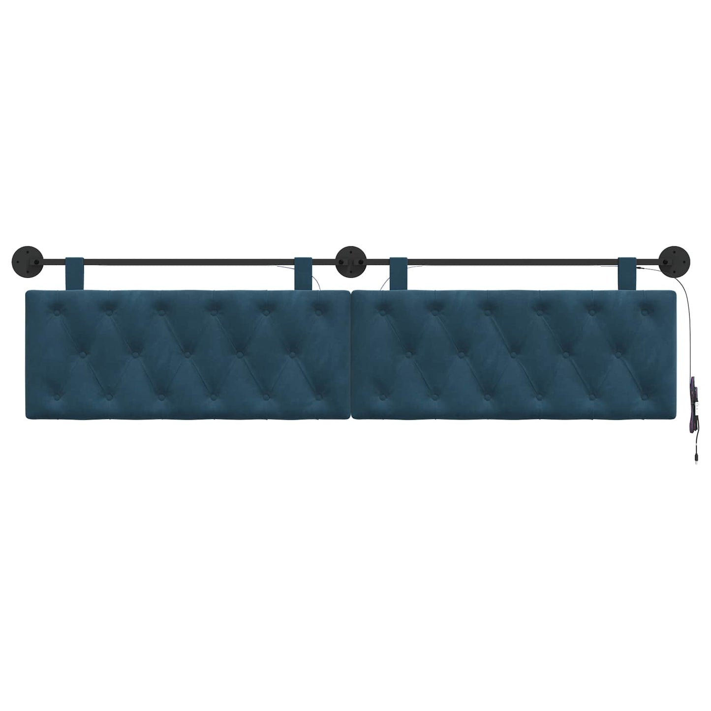Hangend hoofdbord Met LED-verlichting Blauw Fluweel