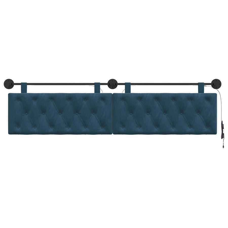 Hangend hoofdbord Met LED-verlichting Blauw Fluweel