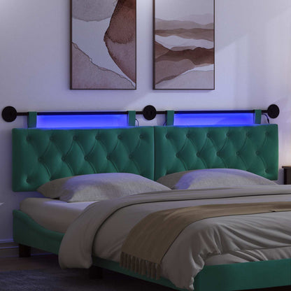 Hangend hoofdbord Met LED-verlichting Turquoise Fluweel