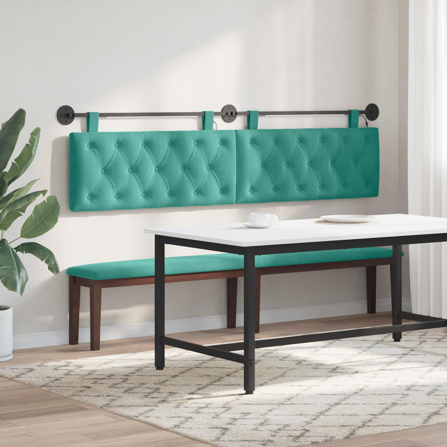 Hangend hoofdbord Met LED-verlichting Turquoise Fluweel