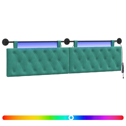 Hangend hoofdbord Met LED-verlichting Turquoise Fluweel
