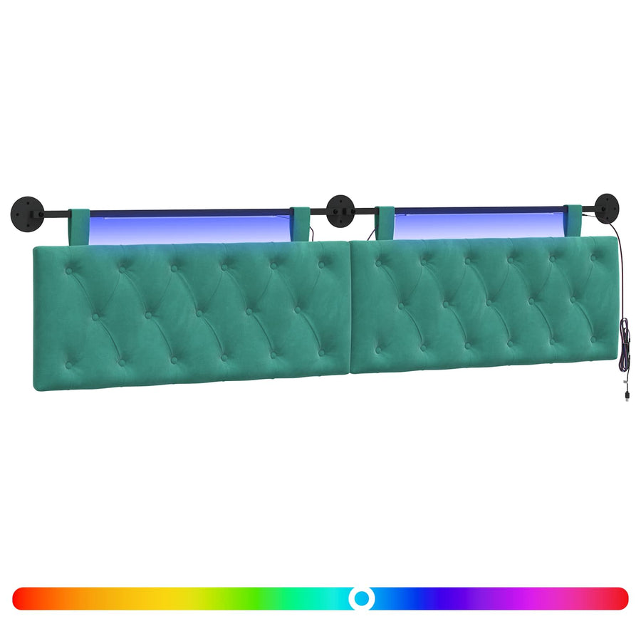 Hangend hoofdbord Met LED-verlichting Turquoise Fluweel