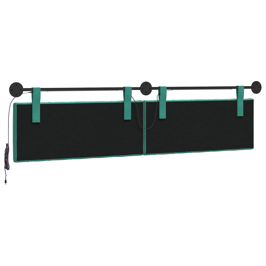 Hangend hoofdbord Met LED-verlichting Turquoise Fluweel