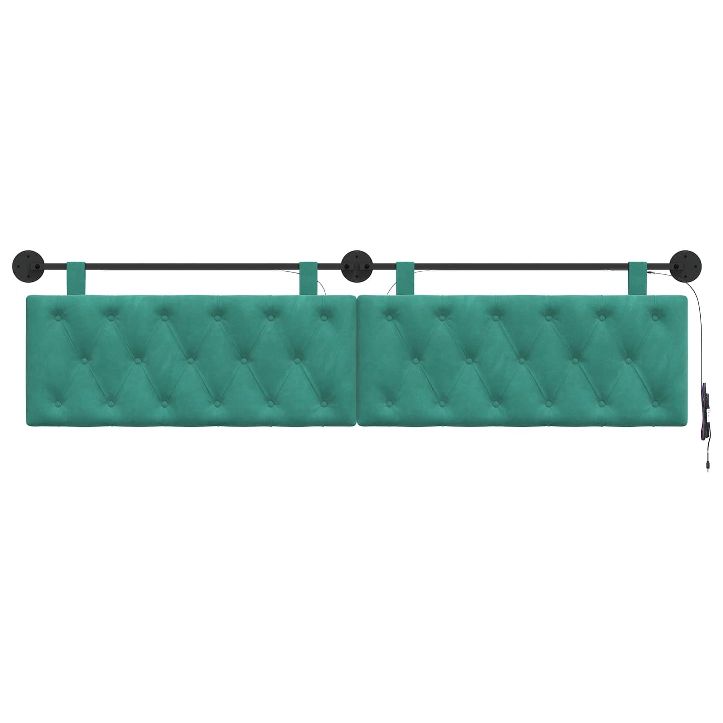 Hangend hoofdbord Met LED-verlichting Turquoise Fluweel