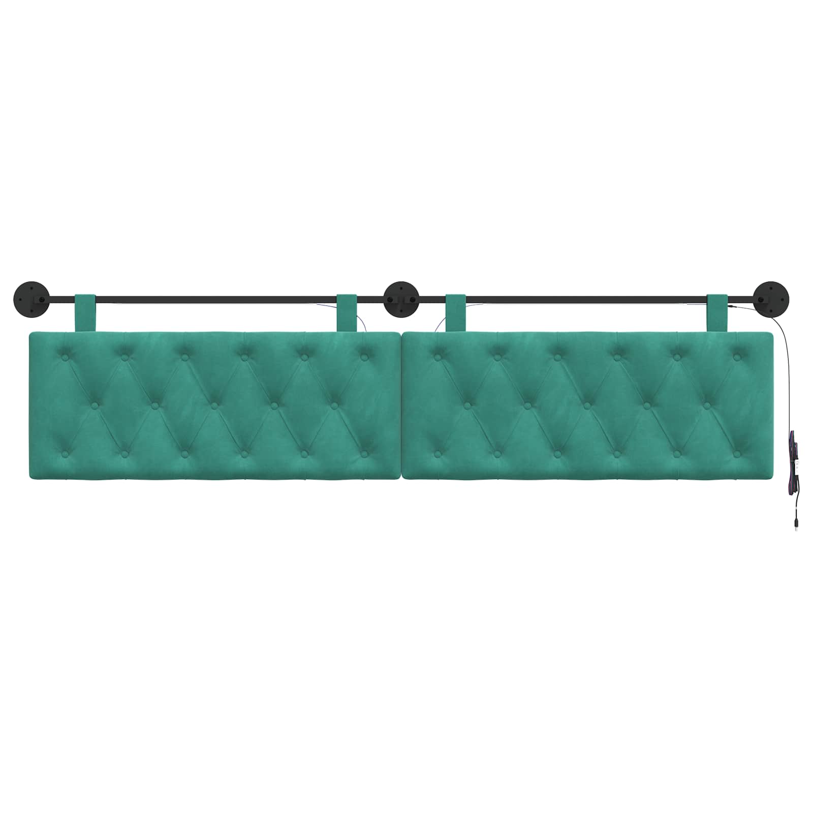 Hangend hoofdbord Met LED-verlichting Turquoise Fluweel