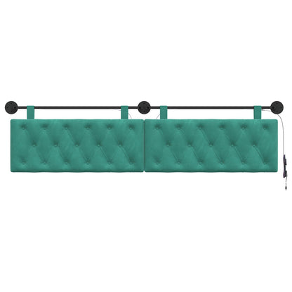Hangend hoofdbord Met LED-verlichting Turquoise Fluweel
