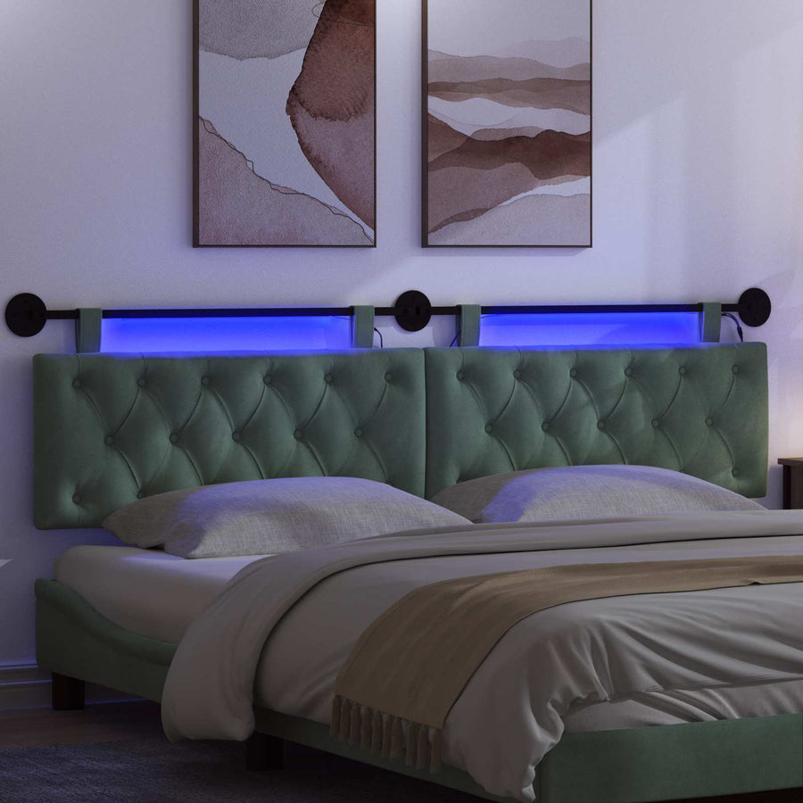 Hangend hoofdbord Met LED-verlichting Zeegroen Fluweel