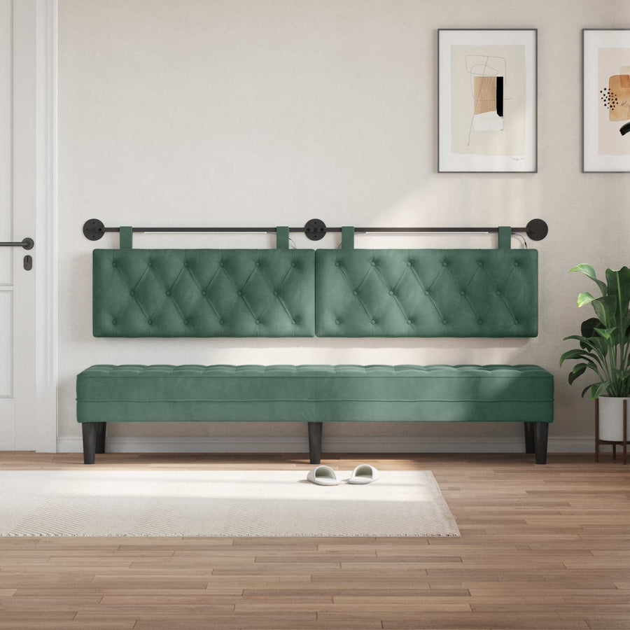 Hangend hoofdbord Met LED-verlichting Zeegroen Fluweel